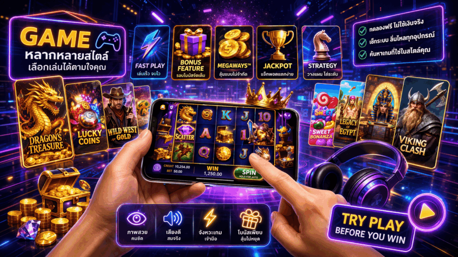 คัดเกมเด่น ฟีเจอร์จัดเต็ม ทดลองก่อนเล่นจริงอย่างมั่นใจ
